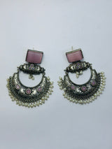 Jhumka with Pink Gemstone - Sparshna