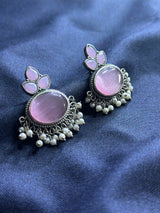 Elegant Brass Stud Earrings with Monalisa Stone – Perfect for Special Occasions - Sparshna