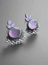 Elegant Brass Stud Earrings with Monalisa Stone – Perfect for Special Occasions - Sparshna Jewellery