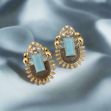 German Silver Premium Quality Gold Plated Stone Work Designer Earring for Women and Girls