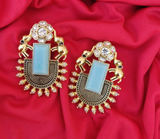 German Silver Premium Quality Gold Plated Stone Work Designer Earring for Women and Girls