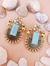 German Silver Premium Quality Gold Plated Stone Work Designer Earring for Women and Girls