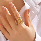 Chunky Hollow Abstract Wide Ring