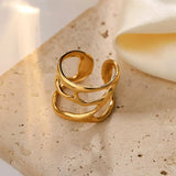 Chunky Hollow Abstract Wide Ring