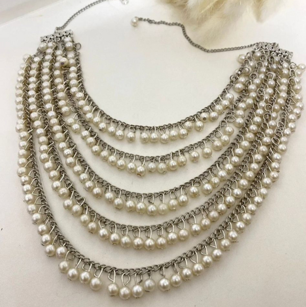 5 Layer Pearl Chain Partywear Necklace
