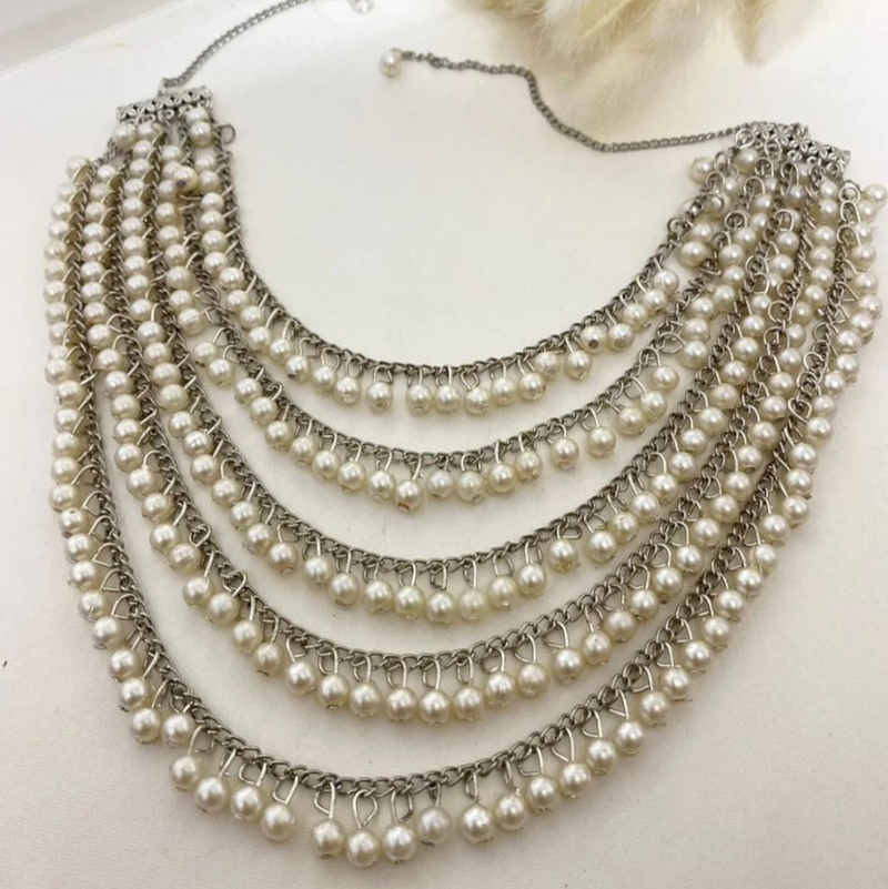 5 Layer Pearl Chain Partywear Necklace