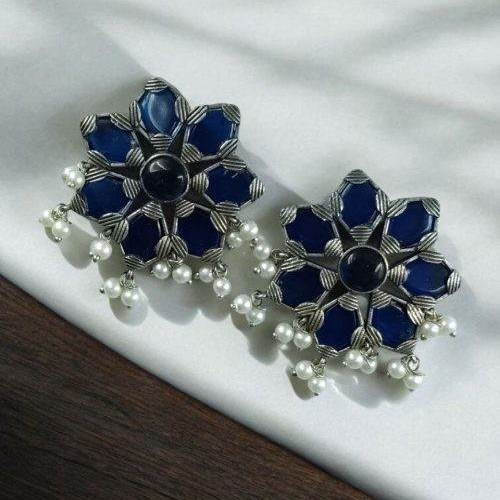 Beautiful Brass Stone Stud Earrings – Perfect for Everyday Use