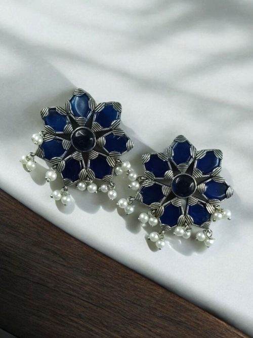 Beautiful Brass Stone Stud Earrings – Perfect for Everyday Use - Sparshna