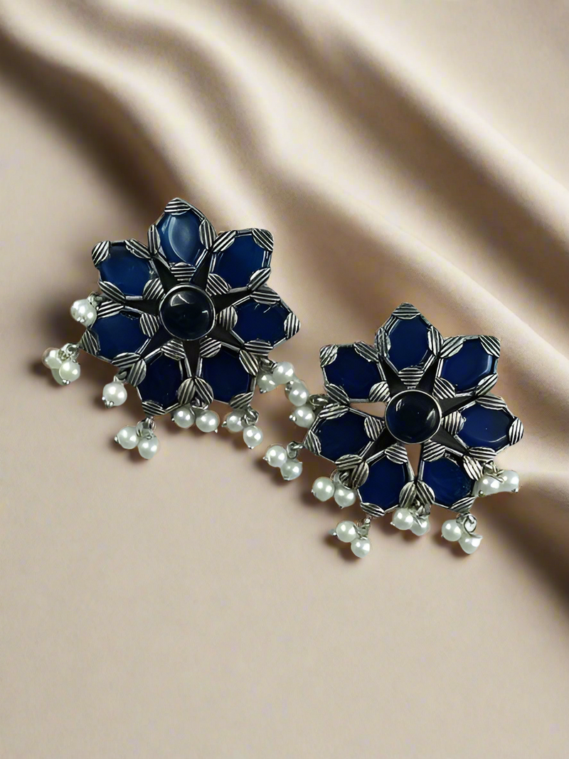 Beautiful Brass Stone Stud Earrings – Perfect for Everyday Use