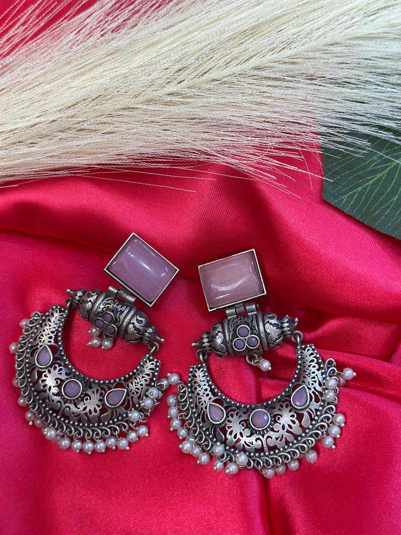 Jhumka with Pink Gemstone - Sparshna