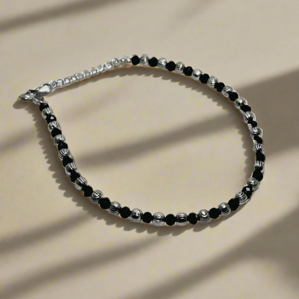 Casual Wear Crystal Anklet with Silver Look Finish