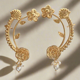 Ethnic Rose Earcuff | Gold Plated Pearl