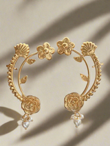 Ethnic Rose Earcuff | Gold Plated Pearl