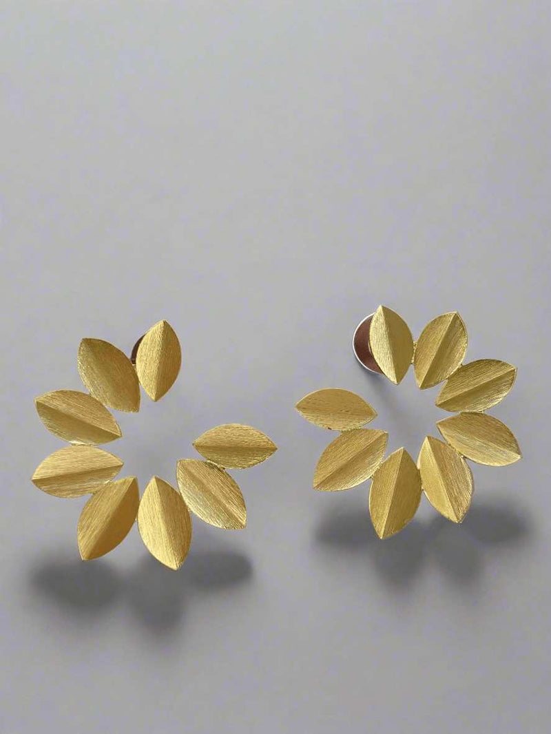 Golden Leaf Stud Earrings - Sparshna Jewellery
