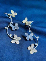 Oxidized Butterfly Stud Earrings | Lightweight Two-Tone - Sparshna Jewellery