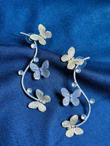 Oxidized Butterfly Stud Earrings | Lightweight Two-Tone - Sparshna Jewellery