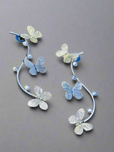 Oxidized Butterfly Stud Earrings | Lightweight Two-Tone - Sparshna Jewellery