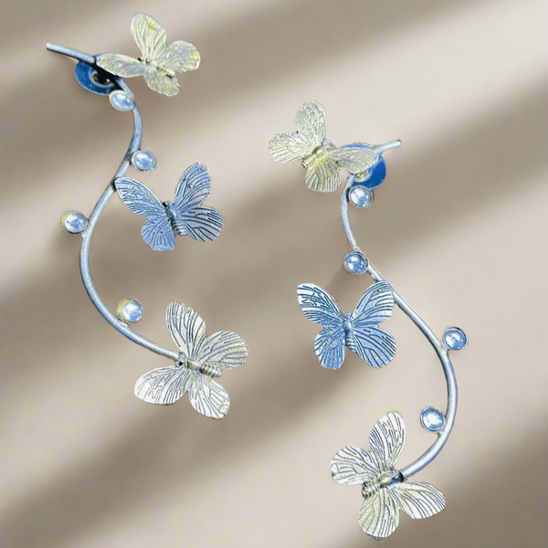 Oxidized Butterfly Stud Earrings | Lightweight Two-Tone