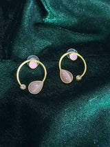 Premium Quality Golden Stone Earrings | Unique Western Style Light Weighted Stud - Sparshna Jewellery