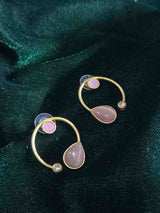 Premium Quality Golden Stone Earrings | Unique Western Style Light Weighted Stud - Sparshna Jewellery