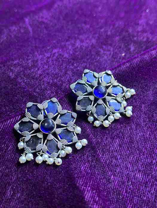 Beautiful Brass Stone Stud Earrings – Perfect for Everyday Use - Sparshna Jewellery