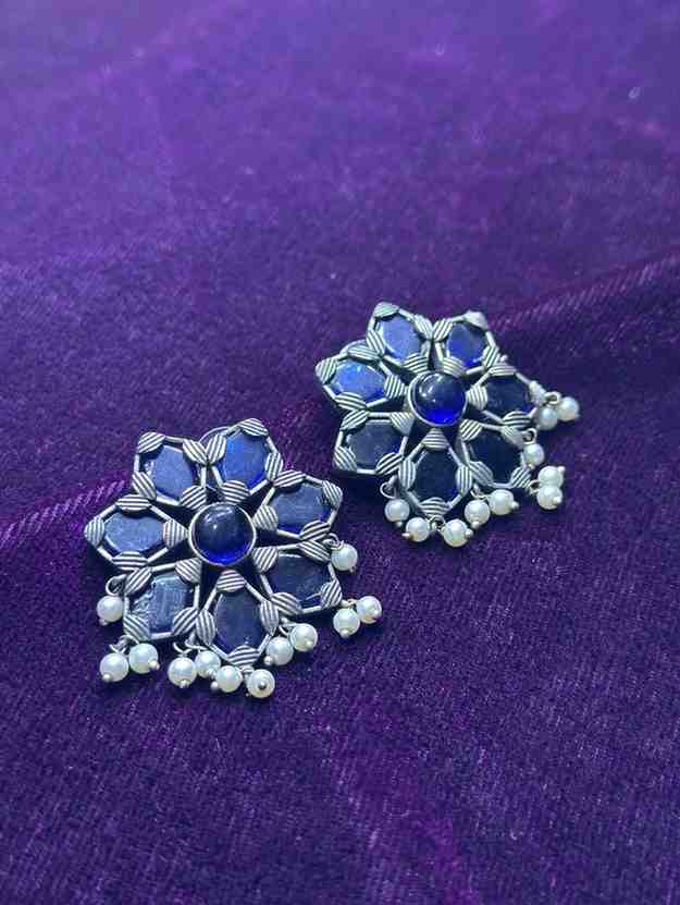 Beautiful Brass Stone Stud Earrings – Perfect for Everyday Use - Sparshna Jewellery