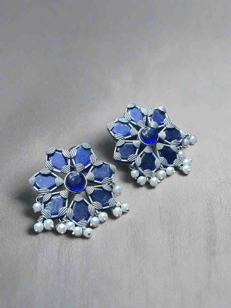 Beautiful Brass Stone Stud Earrings – Perfect for Everyday Use - Sparshna Jewellery