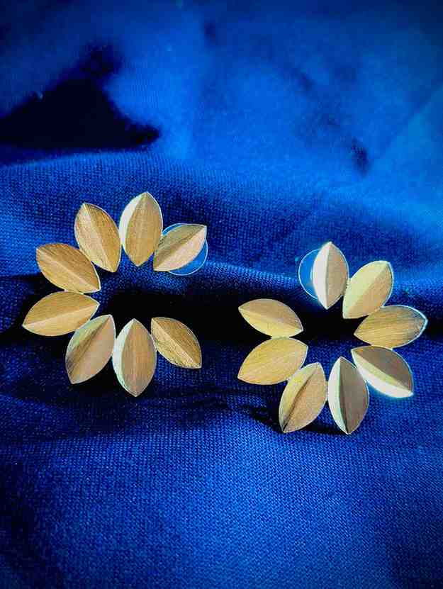 Golden Leaf Stud Earrings - Sparshna Jewellery