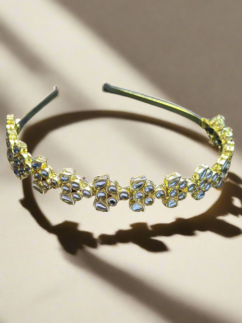 Stylish Gold Plated Kundan Hair Bands For Girls