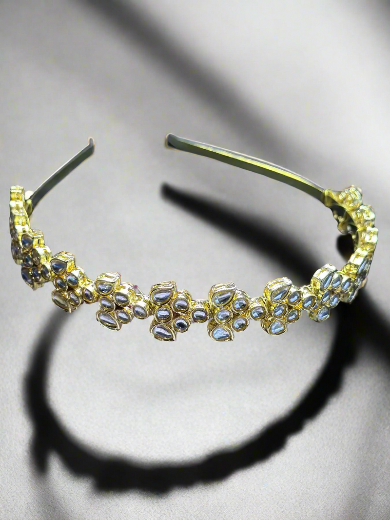 Stylish Gold Plated Kundan Hair Bands For Girls