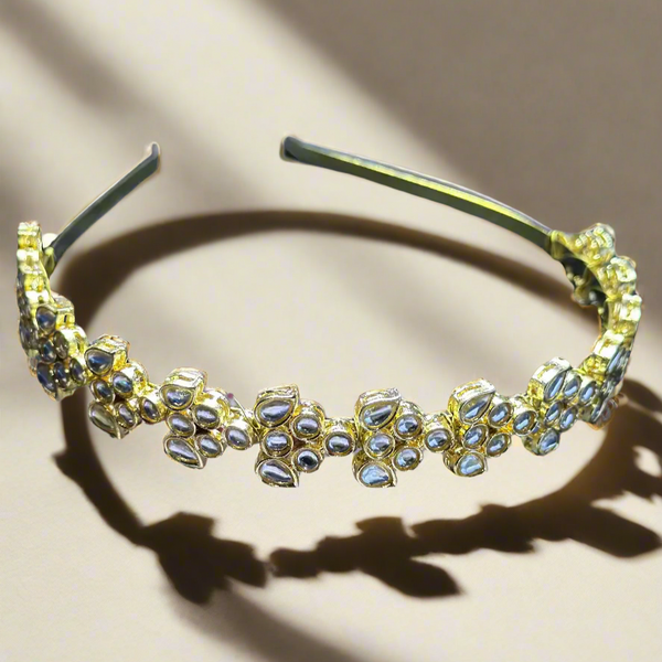Stylish Gold Plated Kundan Hair Bands For Girls