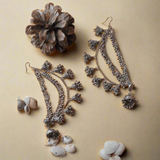 German Silver Ear Chains with Horse Design Stud Small Jhumka Earring