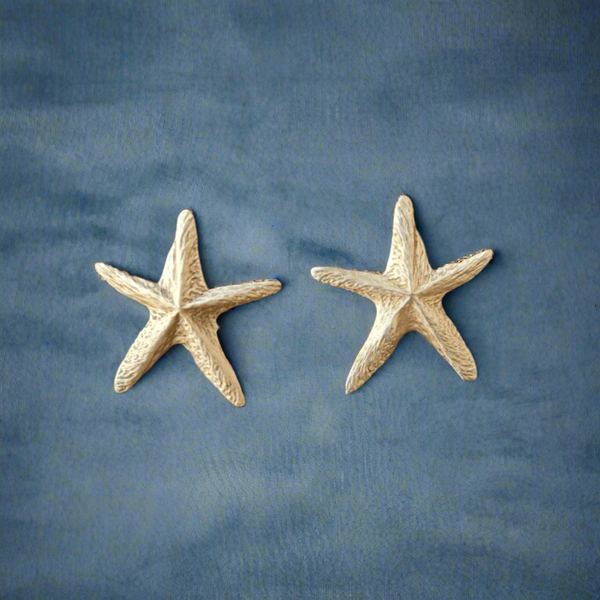 Casted Brass Textured Star Stud Earrings
