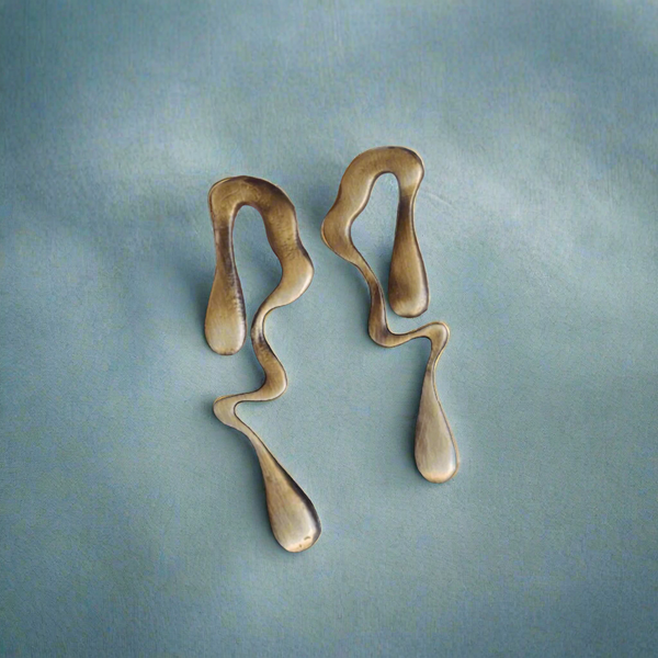 Abstract Brass Water fall Dangle Earrings