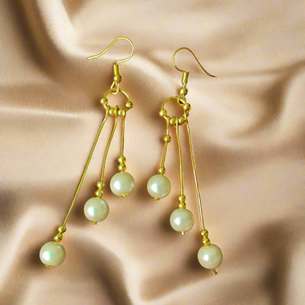 Three Layer 18K Gold Color Plated Beads Earring
