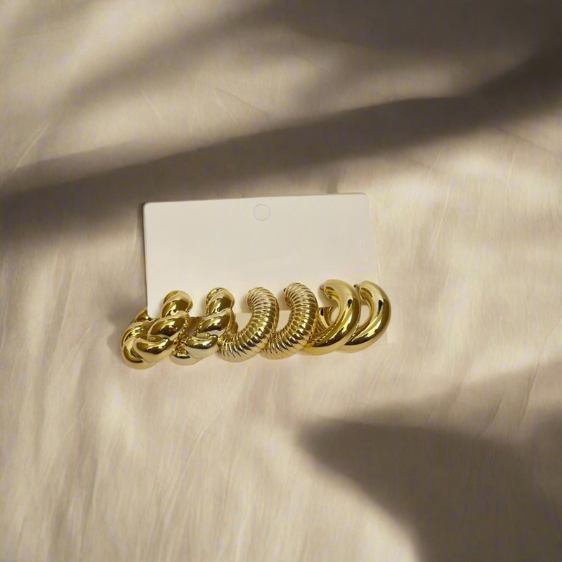 Combo of 3 - Gilded Curve Hoop Pack - Earring