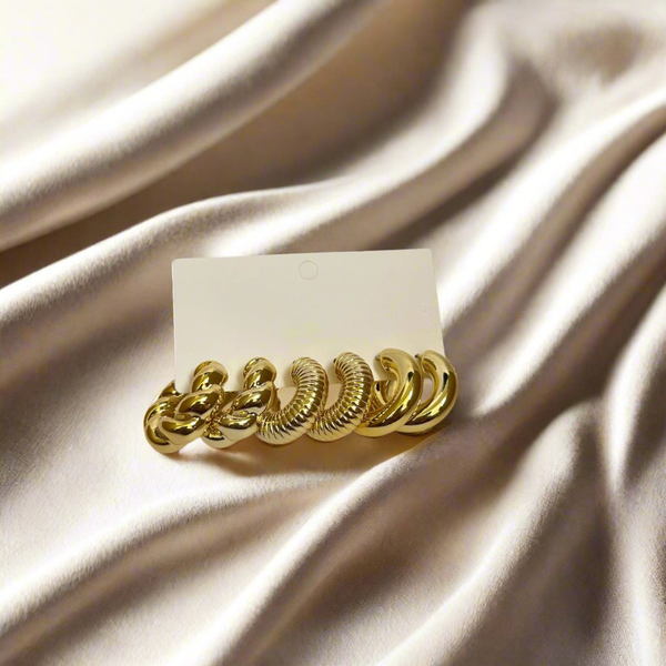 Combo of 3 - Gilded Curve Hoop Pack - Earring