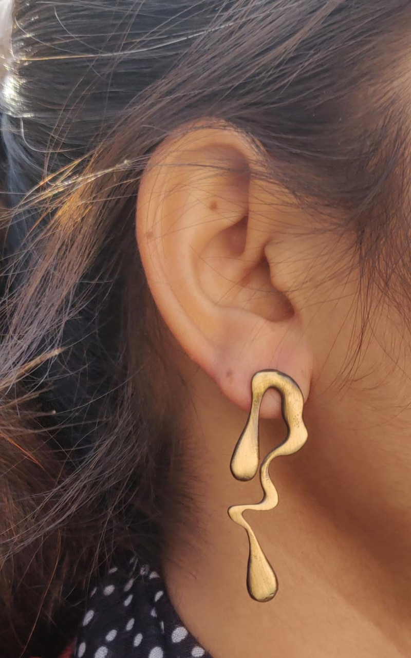 Abstract Brass Water fall Dangle Earrings