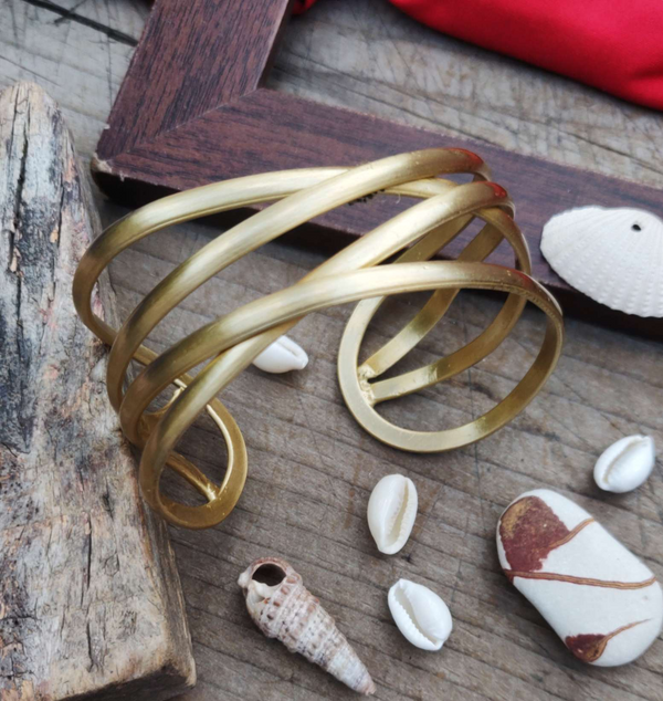 Brass Handmade Gold Tone Kada Handcuff for Women and Girls