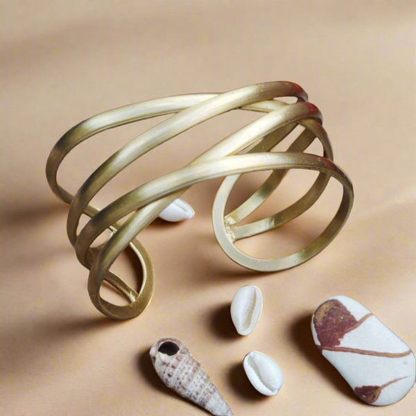 Brass Handmade Gold Tone Kada Handcuff for Women and Girls