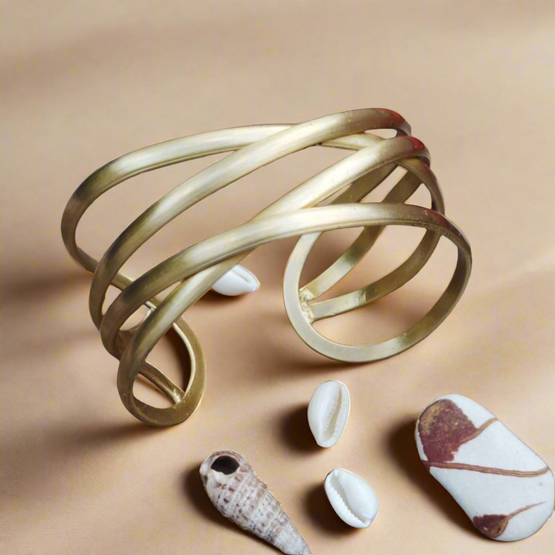 Brass Handmade Gold Tone Kada Handcuff for Women and Girls