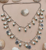 Ccb Bead with Flower Charm 2 Layer Necklace for Women and Girls