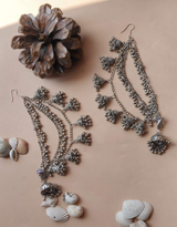 German Silver Ear Chains with Horse Design Stud Small Jhumka Earring