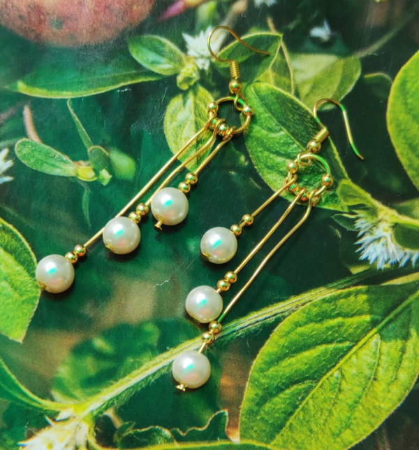 Three Layer 18K Gold Color Plated Beads Earring