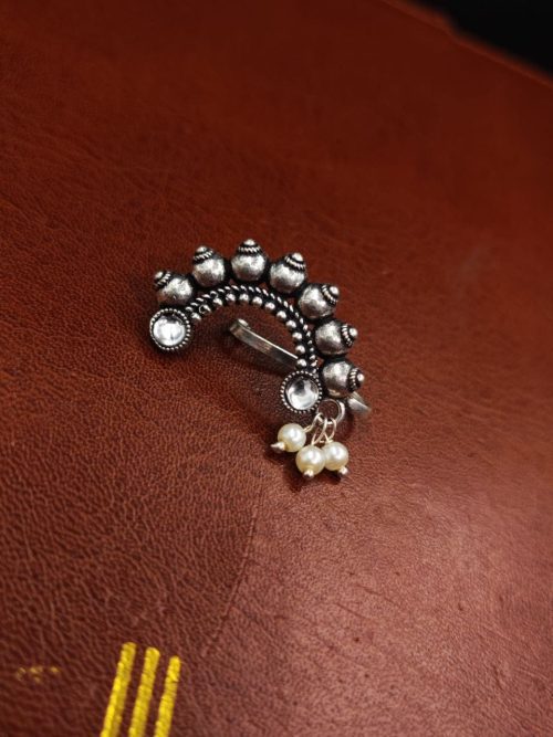 Oxidised Marathi Nath – Affordable Silver Plated Press Nosepin