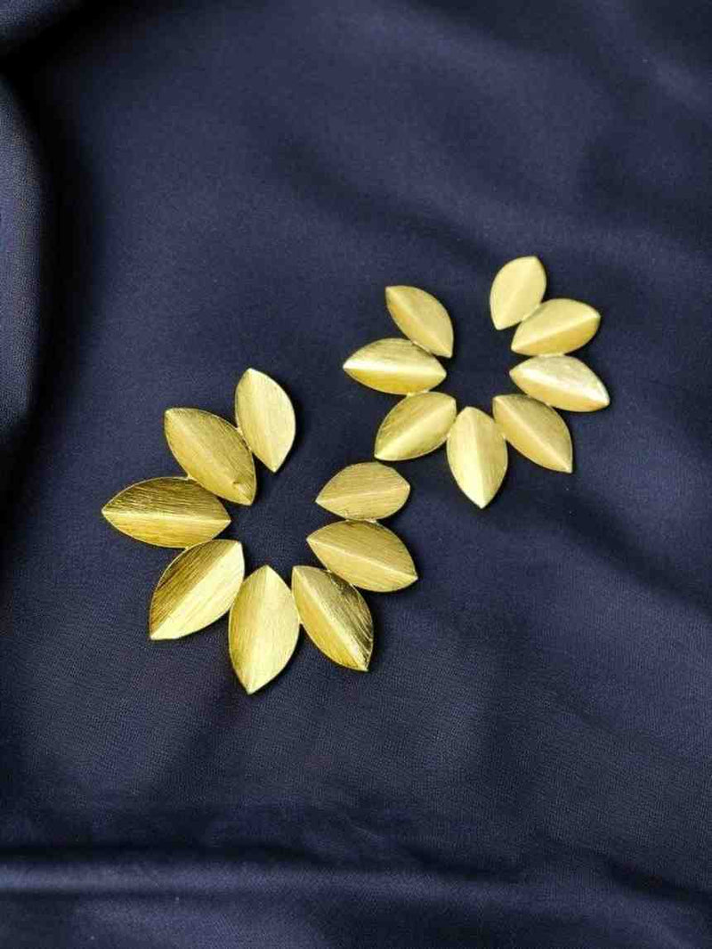 Golden Leaf Stud Earrings - Sparshna Jewellery