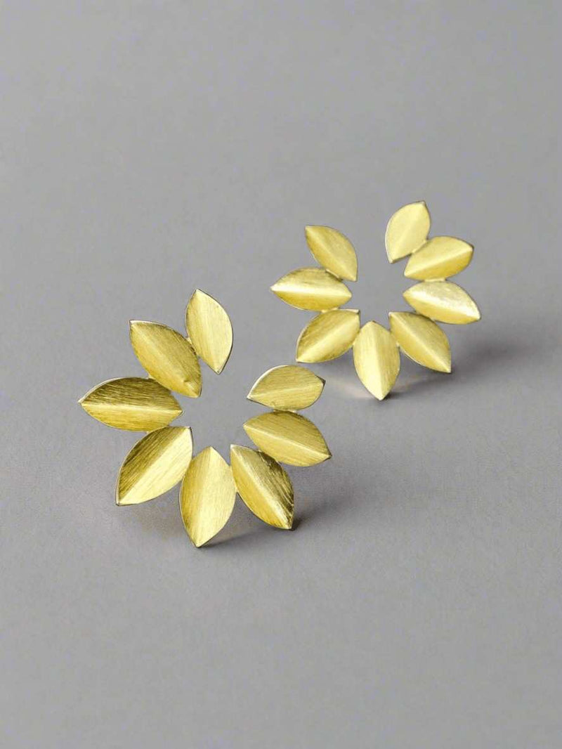 Golden Leaf Stud Earrings - Sparshna Jewellery