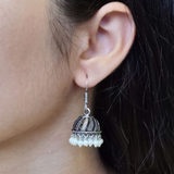 Oxidized German Silver Pearl Jhumki Earring