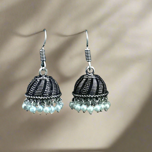 Oxidized German Silver Pearl Jhumki Earring