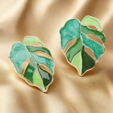 Enamelled Leaf Stud Earrings
